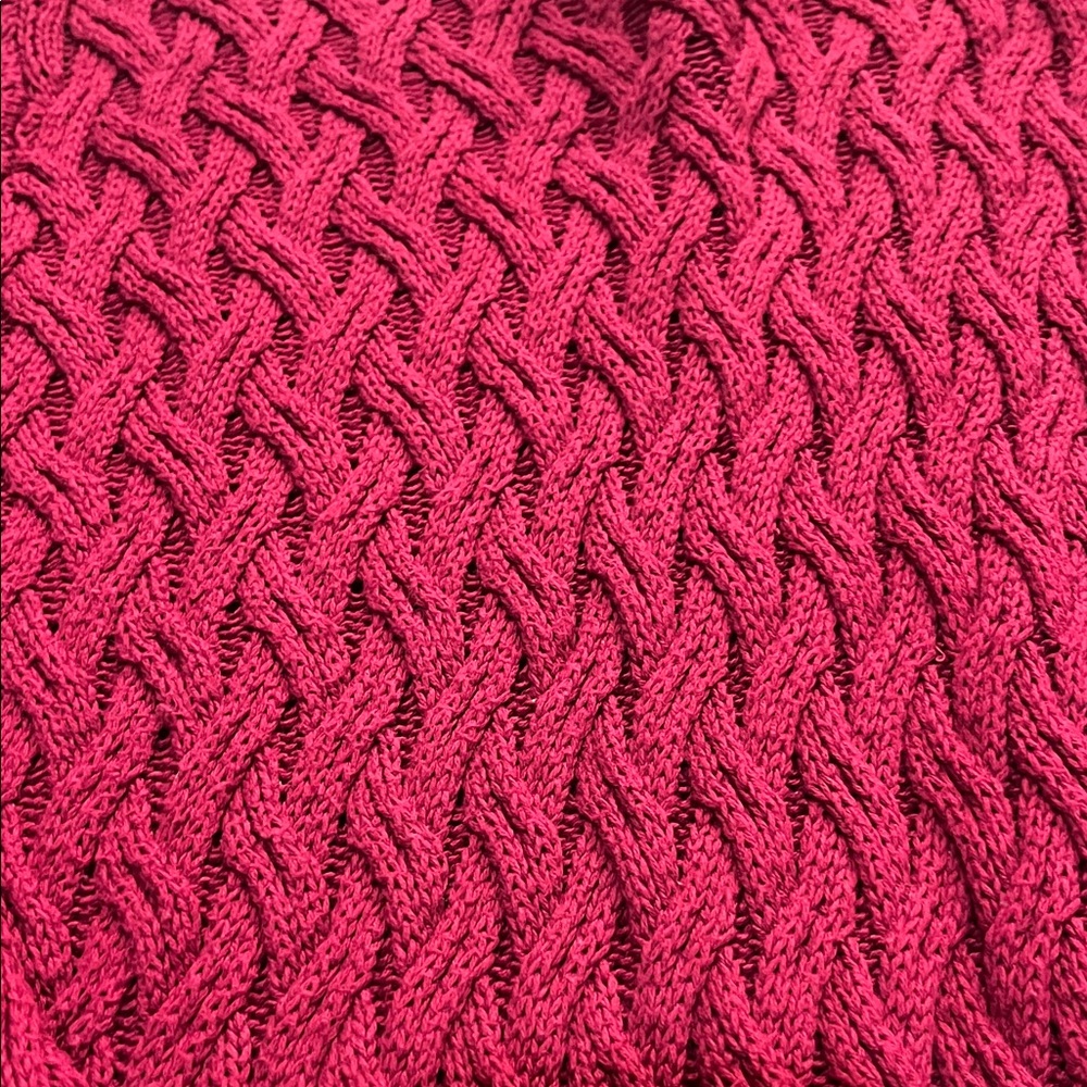 JEANNE PIERRE Women's Red Cable Knit Curved-Hem Sweater - Picture 3 of 4